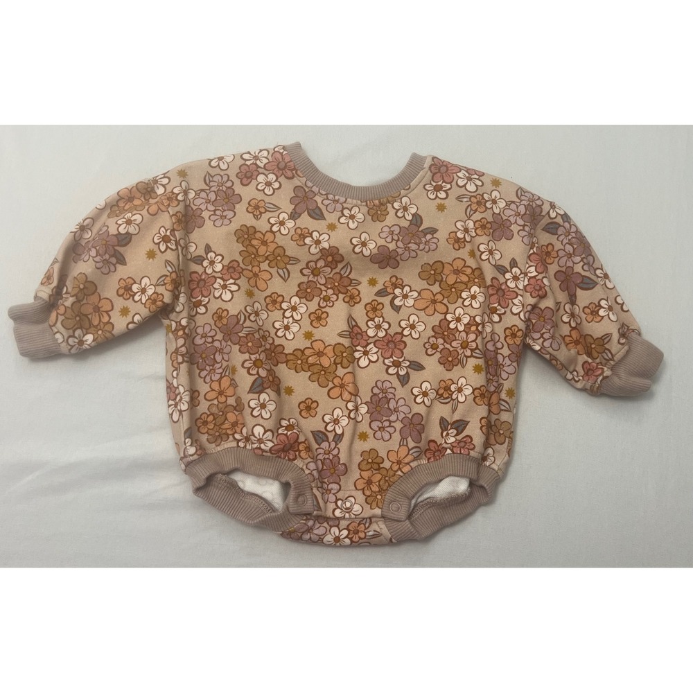 Addie Joy Company Oversized Floral Sweatshirt Romper Organic Cotton 0-3M